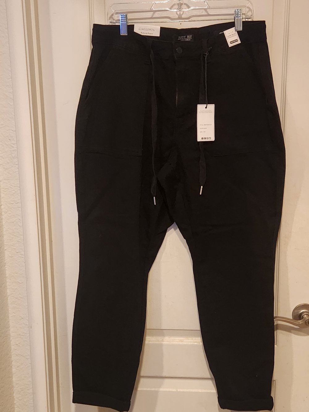 Judy Blue Black Straight-Leg Jeans with Drawstring Waist